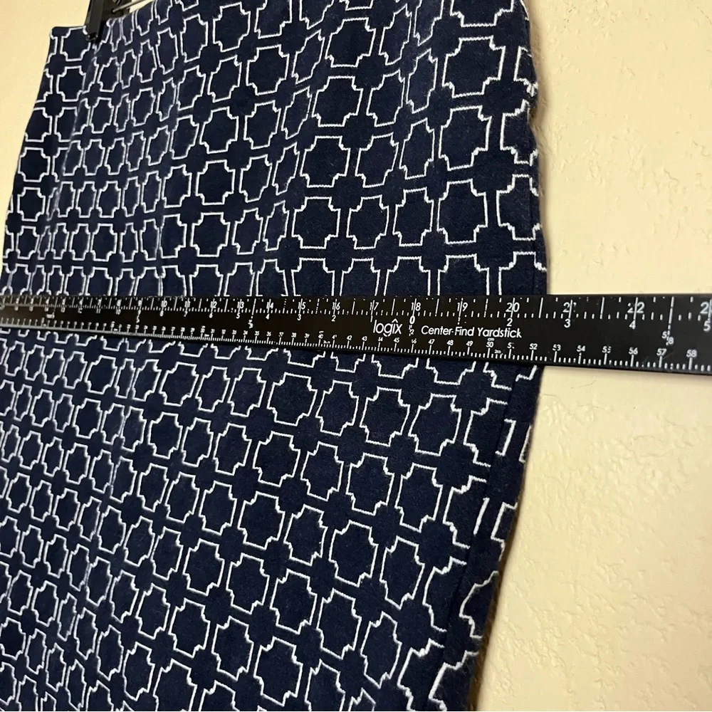 Talbots‎ White Blue Geometric Print Stretch Cotton Mini Skirt, Size 12